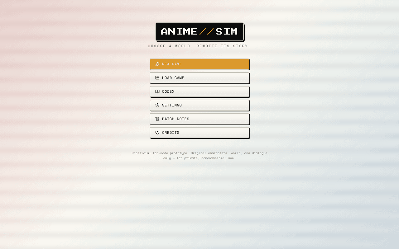 Screenshot of ANIME//SIM