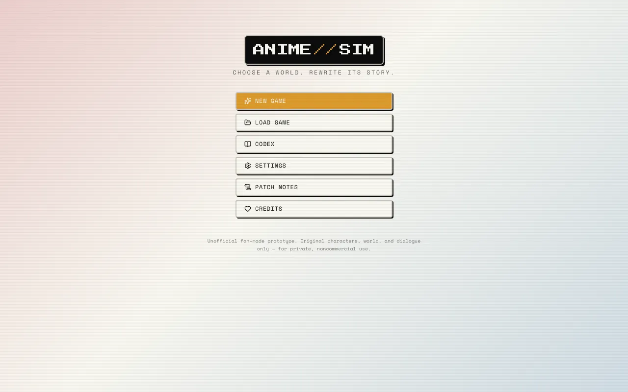 Screenshot of ANIME//SIM