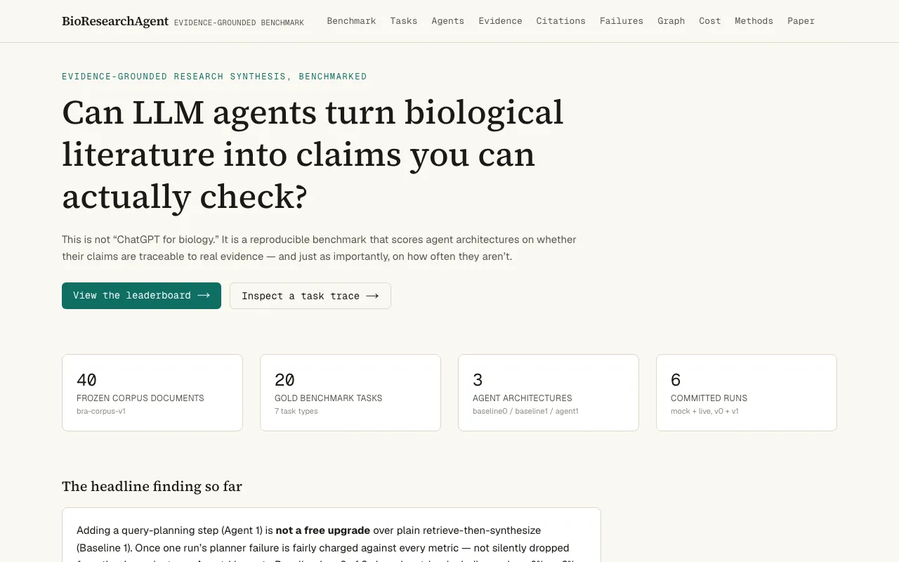 Screenshot of BioResearchAgent
