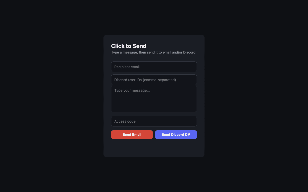 Screenshot of Click to Send