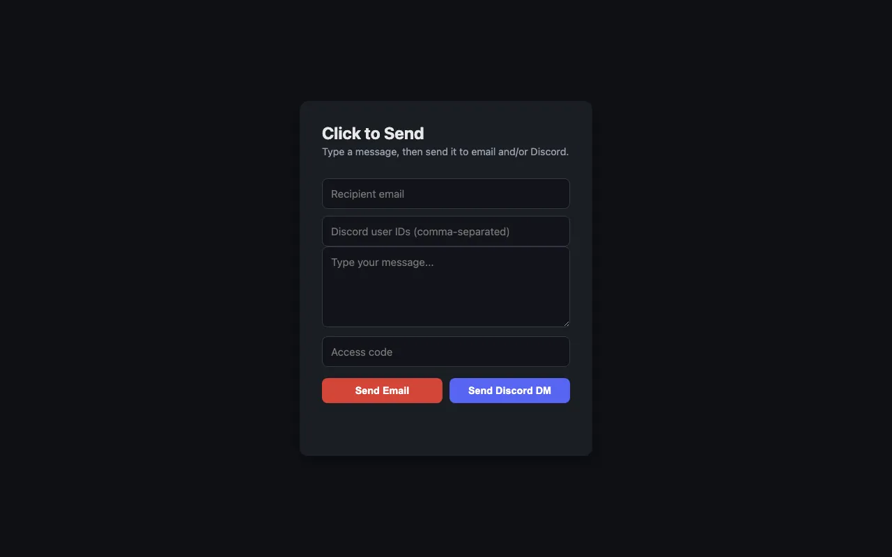 Screenshot of Click to Send