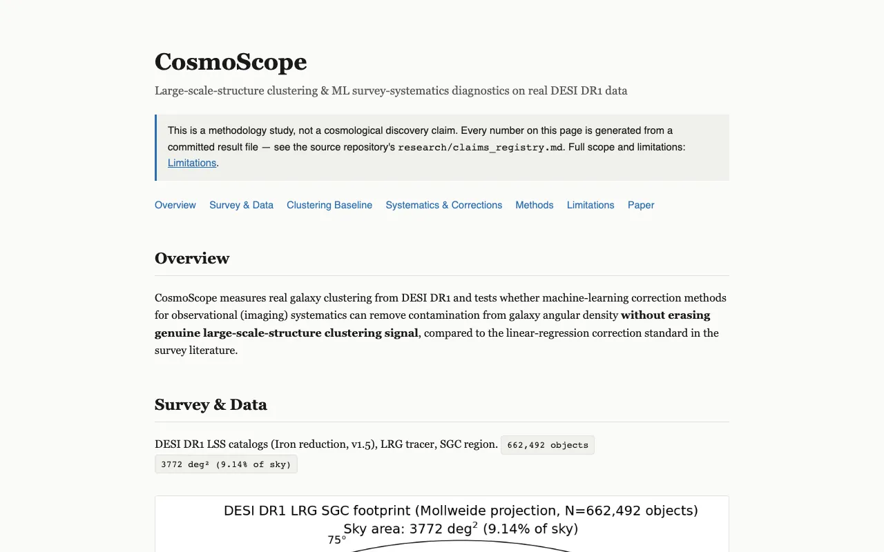 Screenshot of CosmoScope