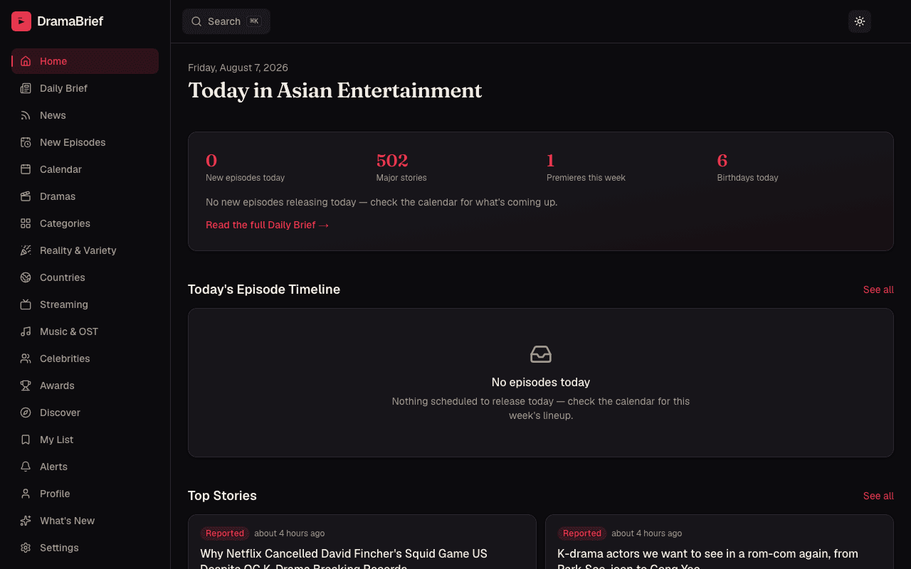Screenshot of DramaBrief
