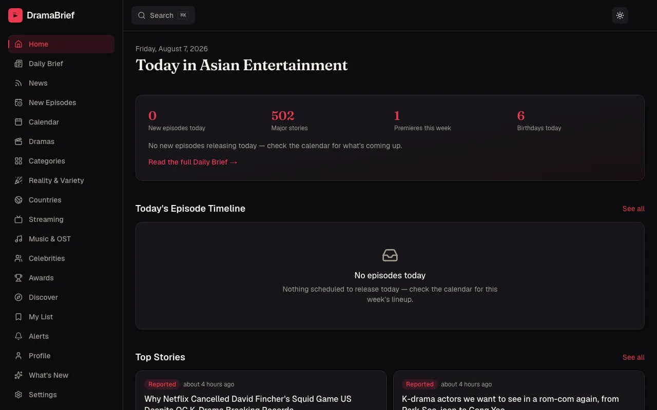 Screenshot of DramaBrief