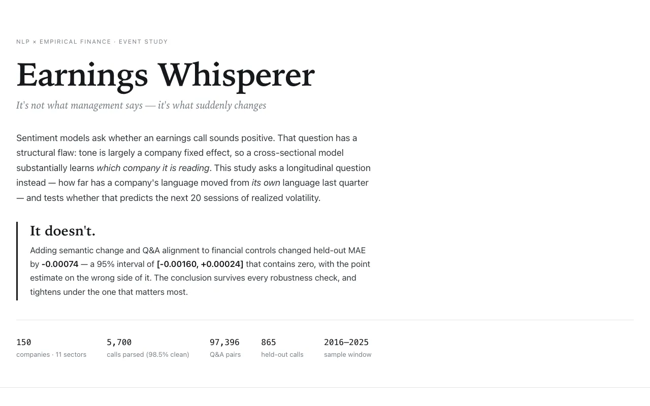 Screenshot of Earnings Whisperer