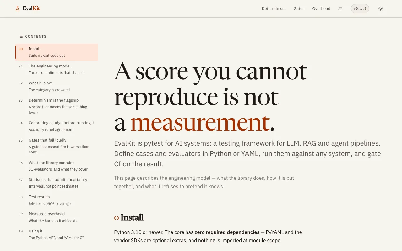 Screenshot of EvalKit