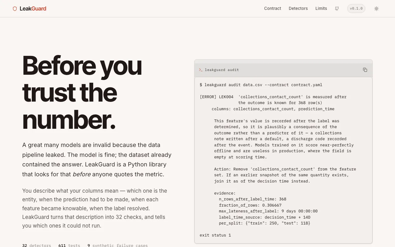 Screenshot of LeakGuard