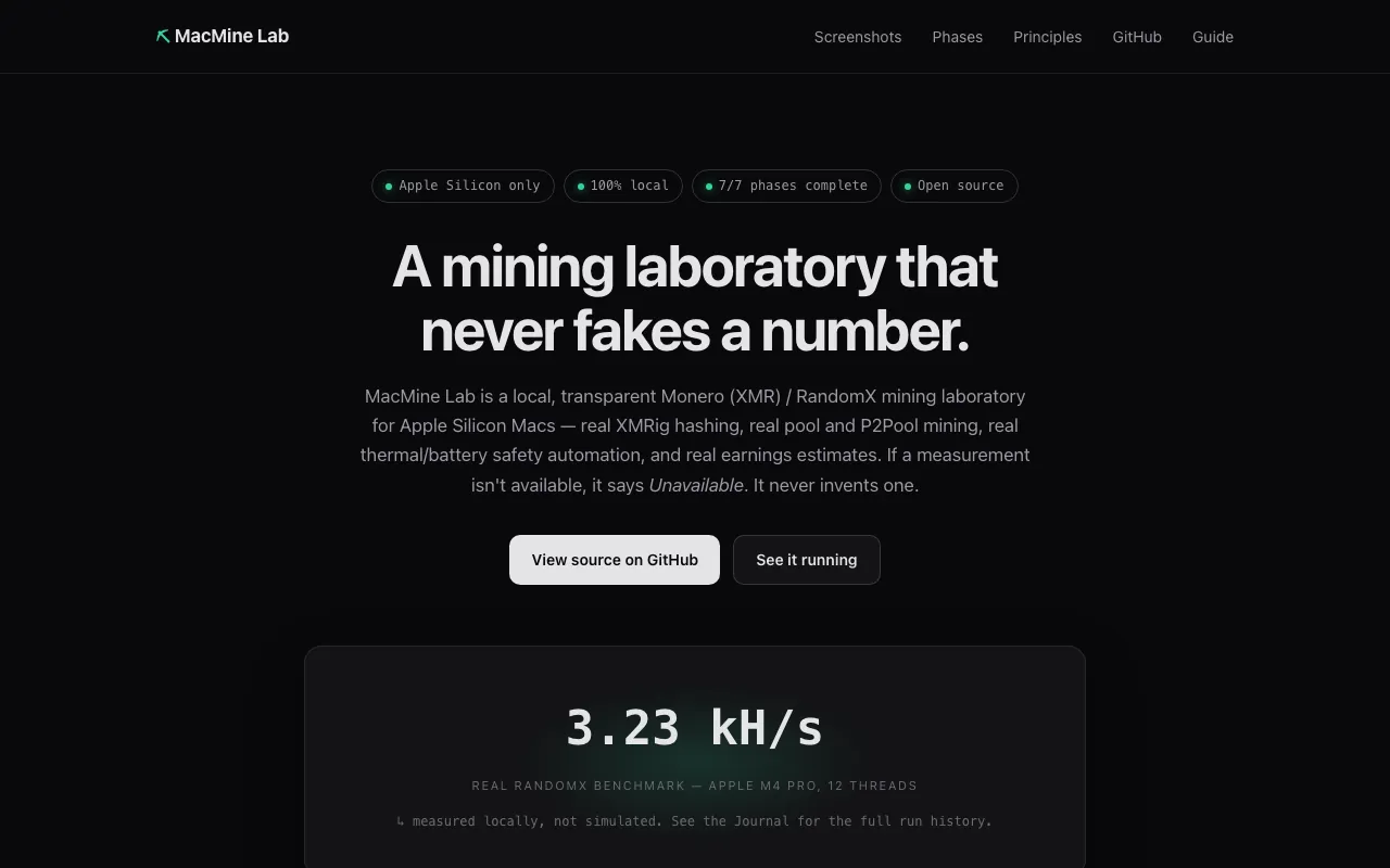 Screenshot of MacMine Lab