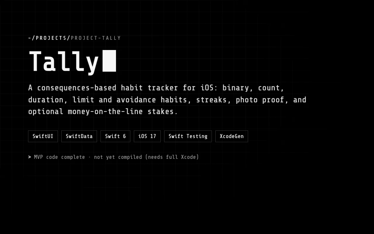 Screenshot of Project Tally