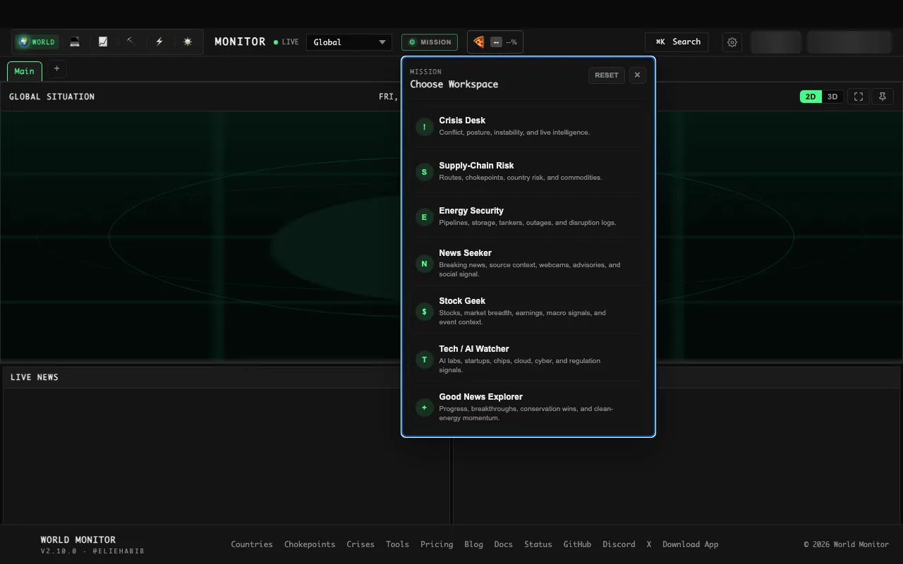 Screenshot of World Monitor