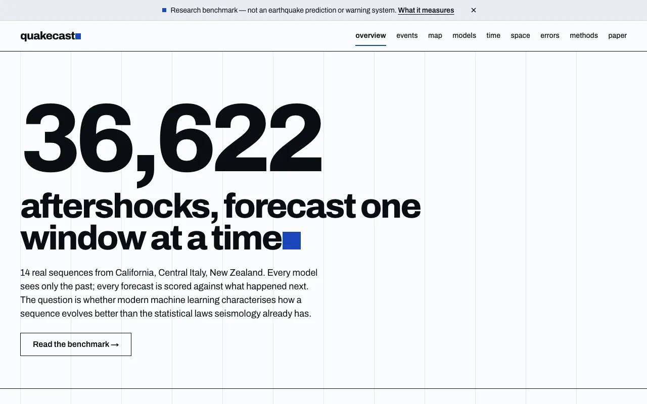 Screenshot of QuakeCast