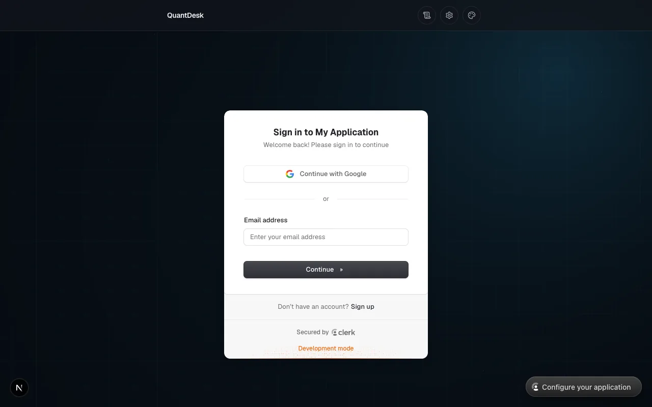 Screenshot of QuantDesk