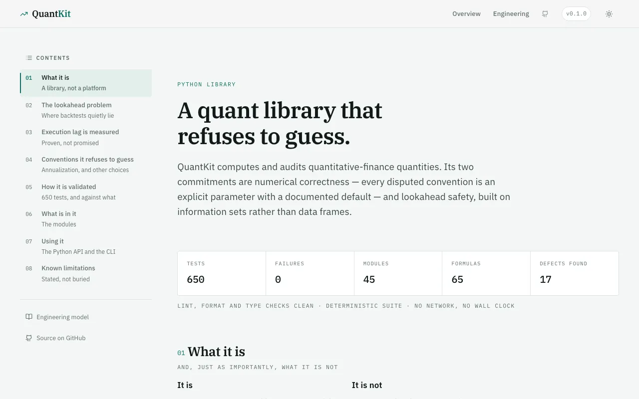 Screenshot of QuantKit