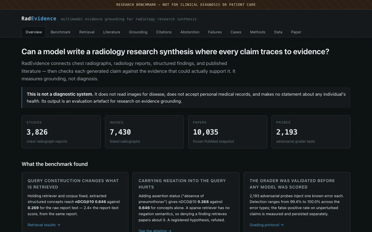 Screenshot of RadEvidence