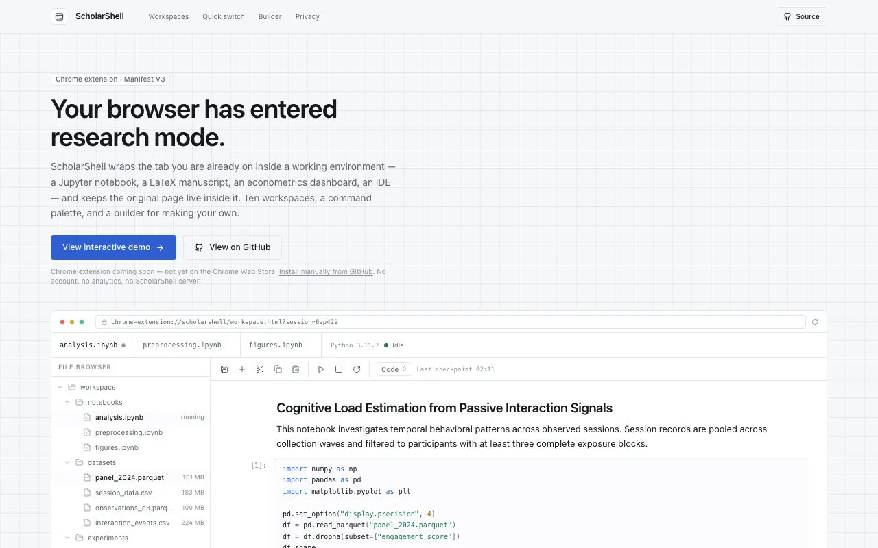 Screenshot of ScholarShell
