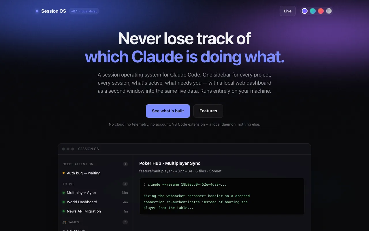 Screenshot of Session OS