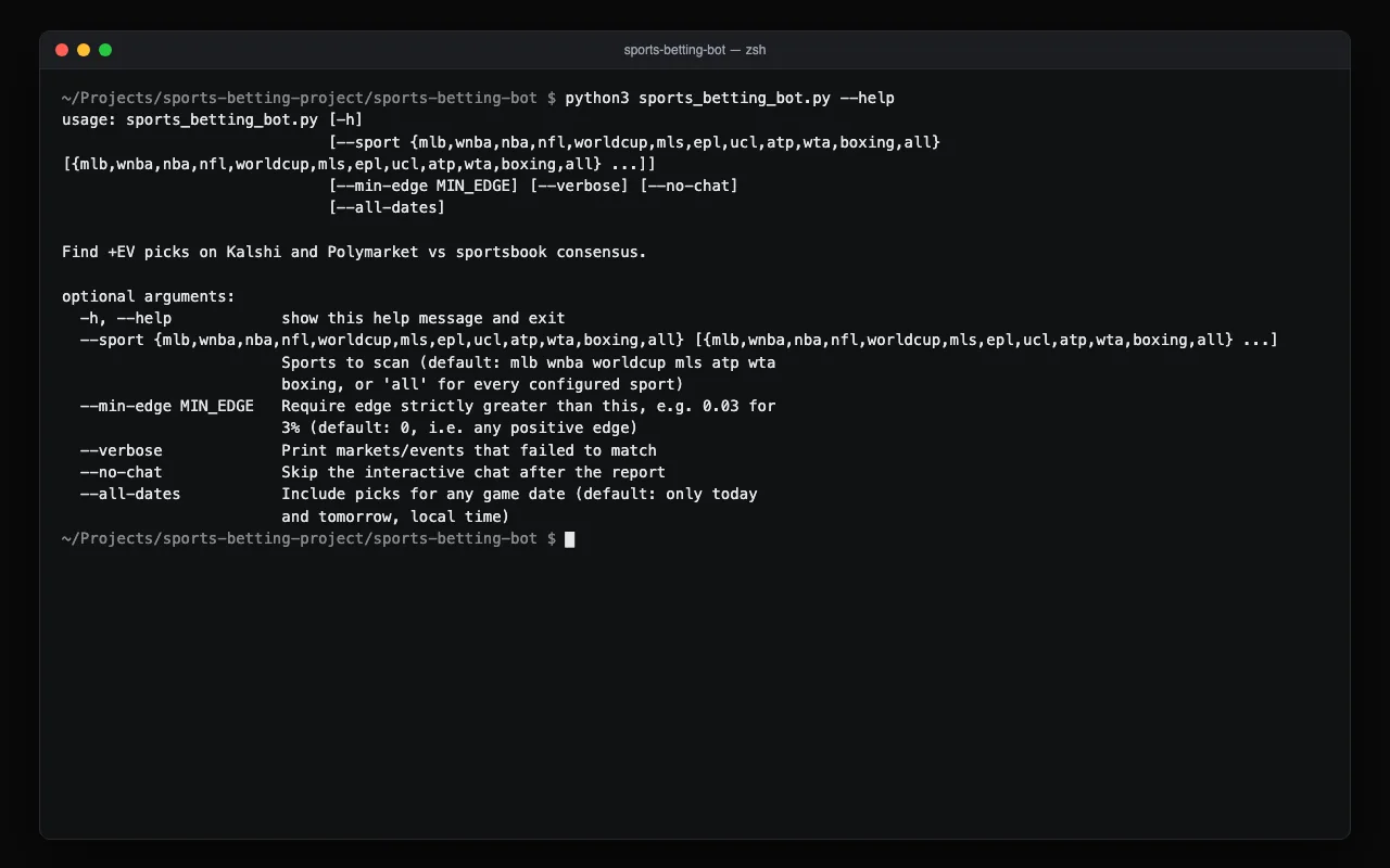 Screenshot of Sports Betting Bot