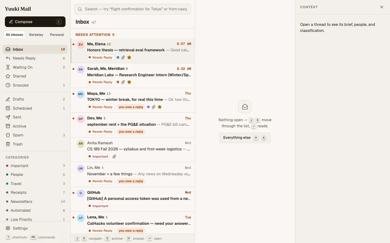 Screenshot of Yuuki Mail