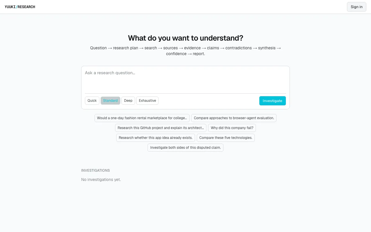 Screenshot of Yuuki Research Engine