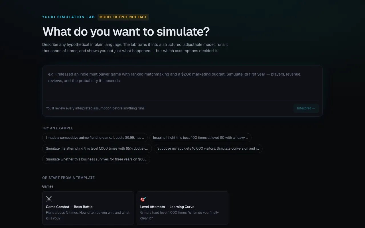 Screenshot of Yuuki Simulation Lab